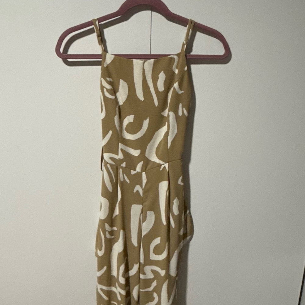 Stylish Tan and Cream Jumpsuit